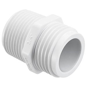 Spears ½" x 1.872" MPT x MHT Schedule 40 Injection Molded PVC Hose Transition Nipple 1591037